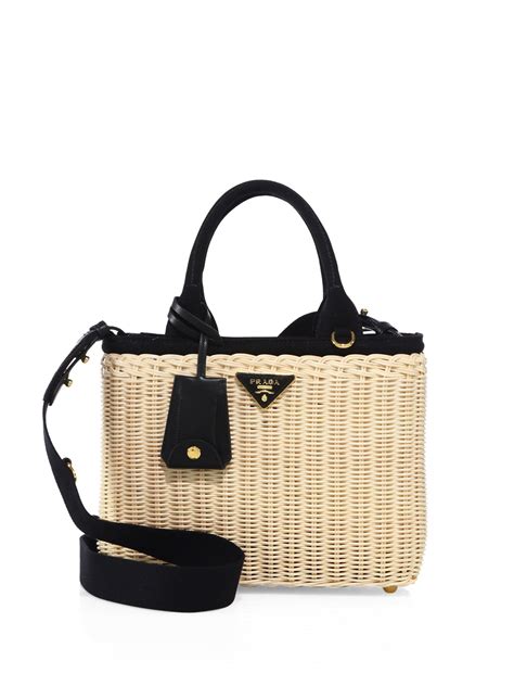 prada wicker and canvas tote bag|prada wicker tote bag.